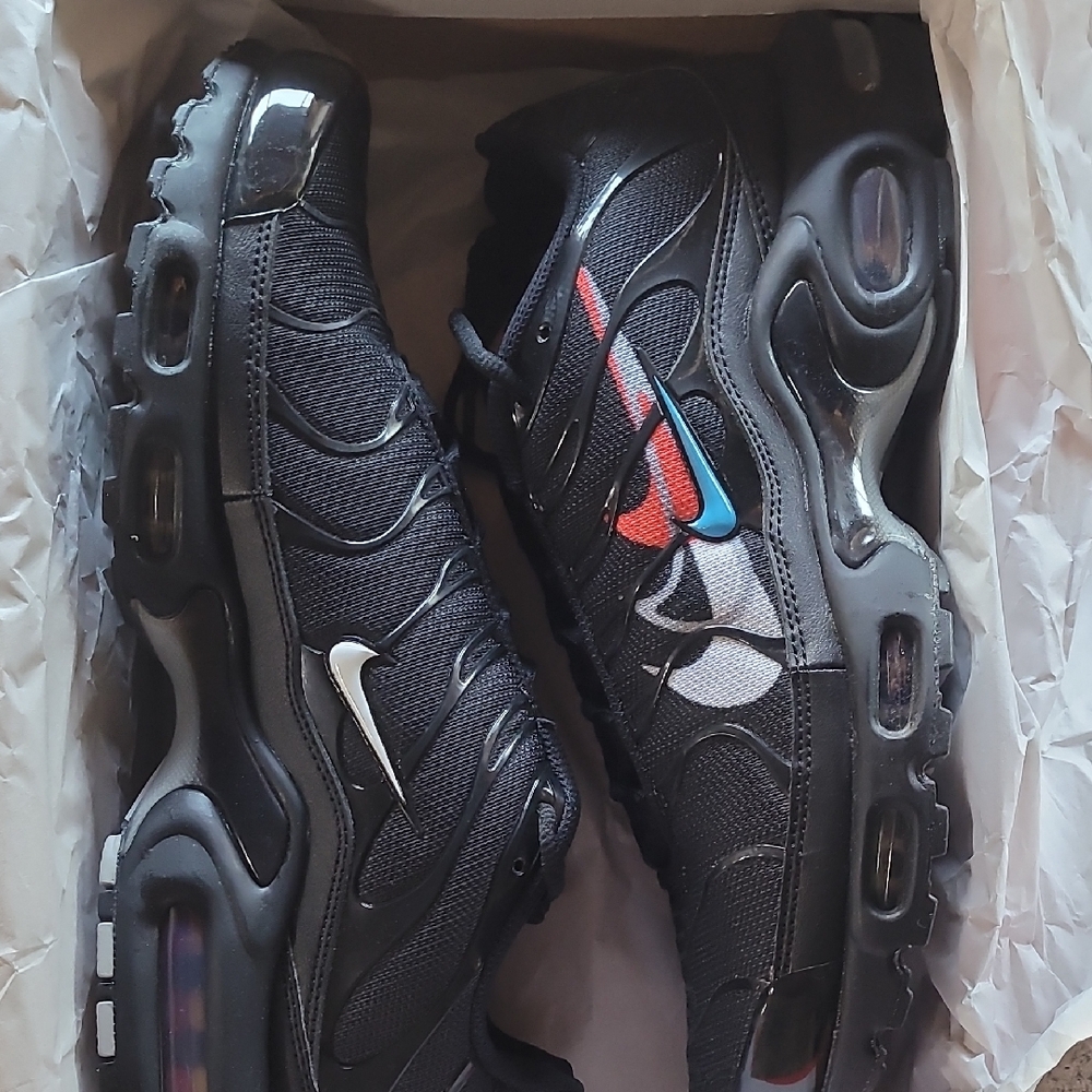 Nike Air Max Black with Red and Blue Accents